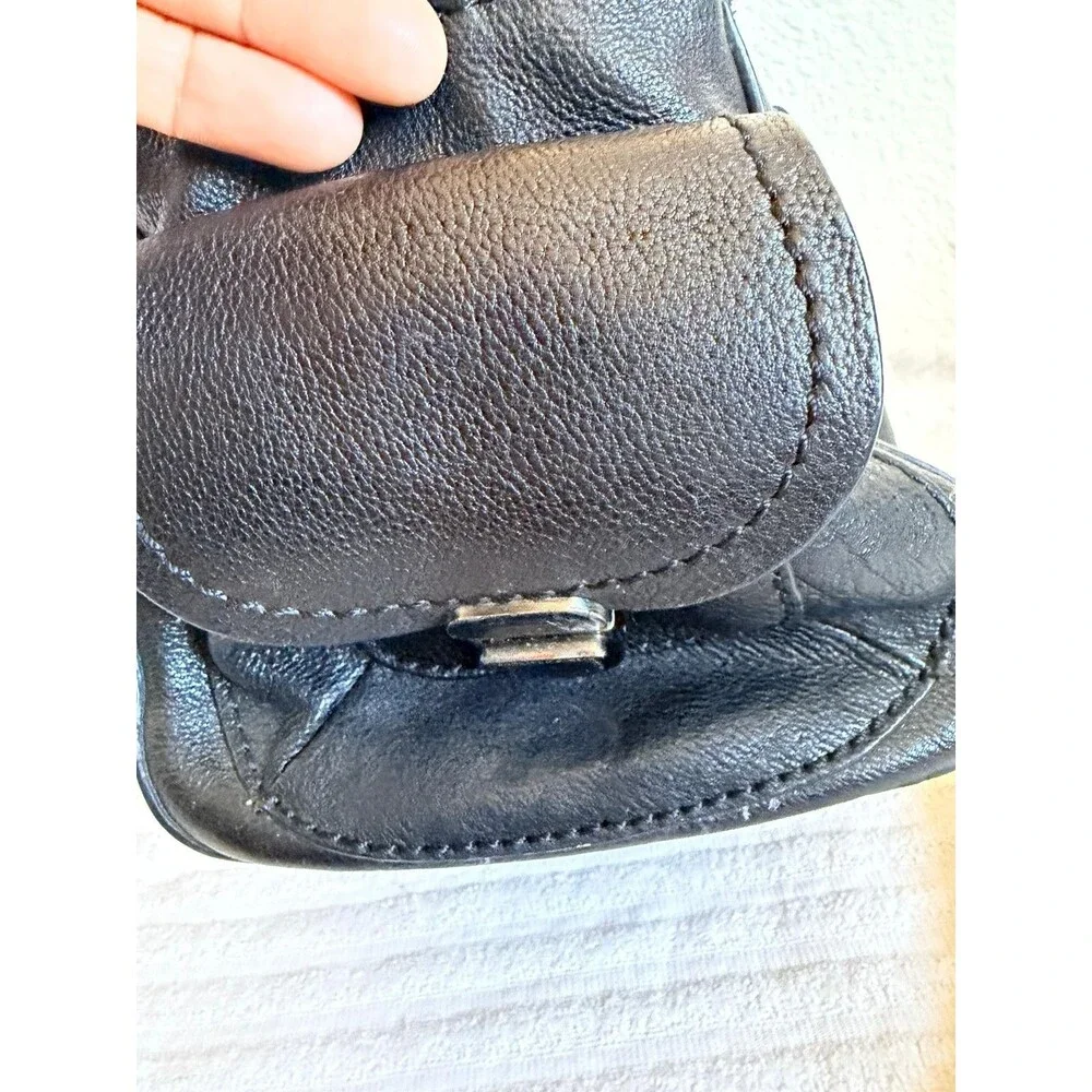 Francesco Biasia Black Leather Satchel Crossbody Top Handle Shoulder Bag
